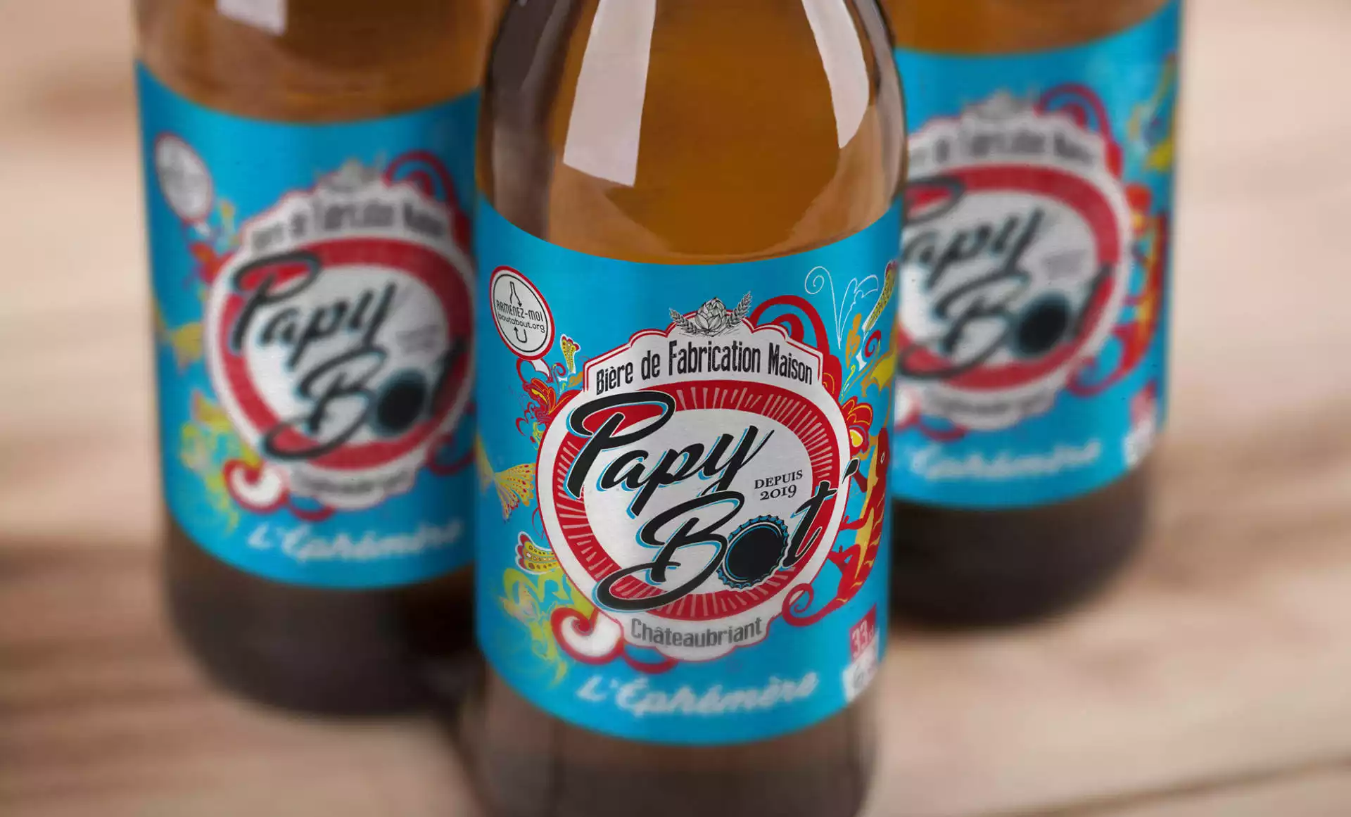 étiquette bouteille brasserie Papy Bot